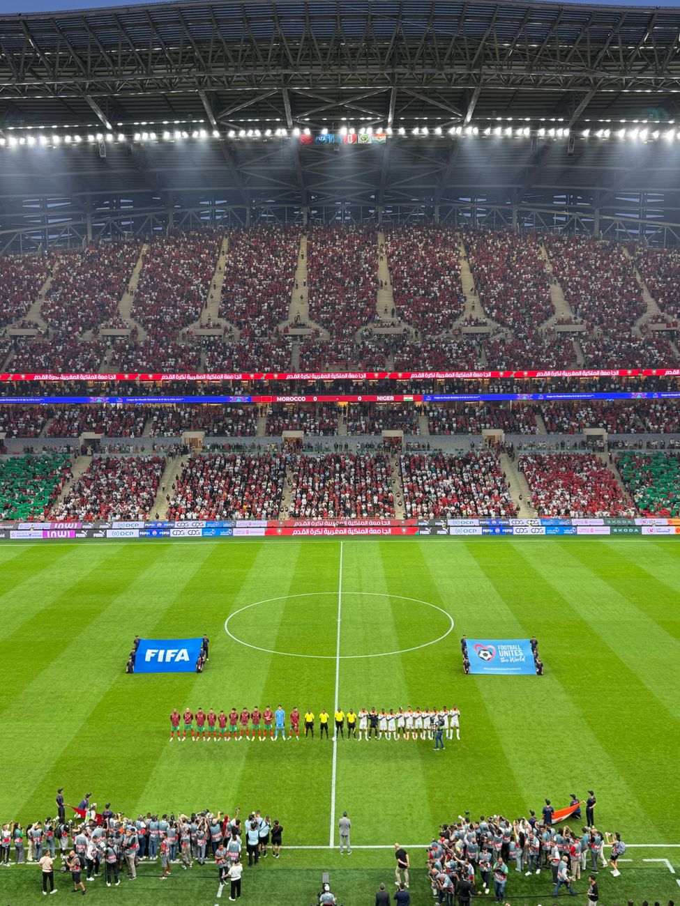 exciting football match at packed stadium